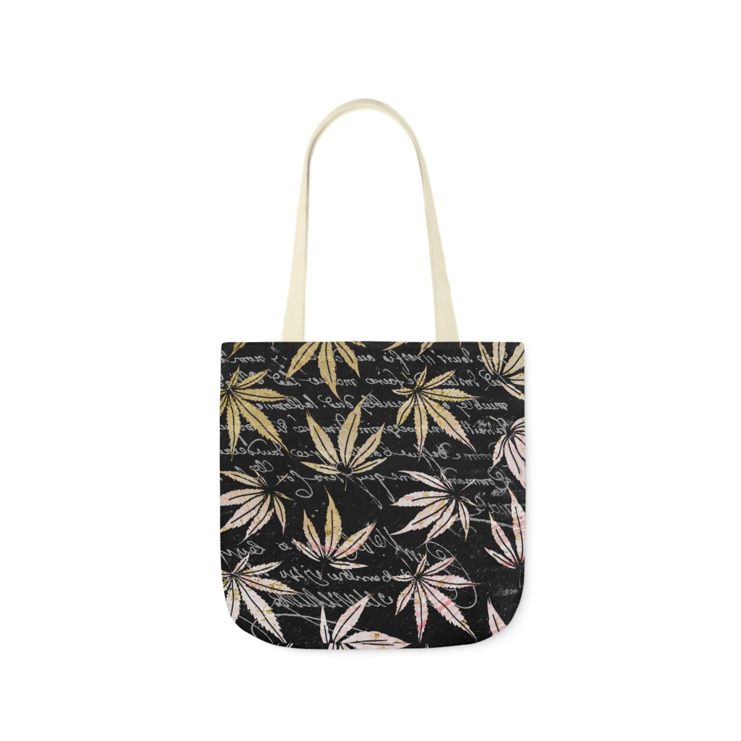 Gold And Black 420 Weed Marijuana Leaf Polyester Canvas Tote Bag (AOP)