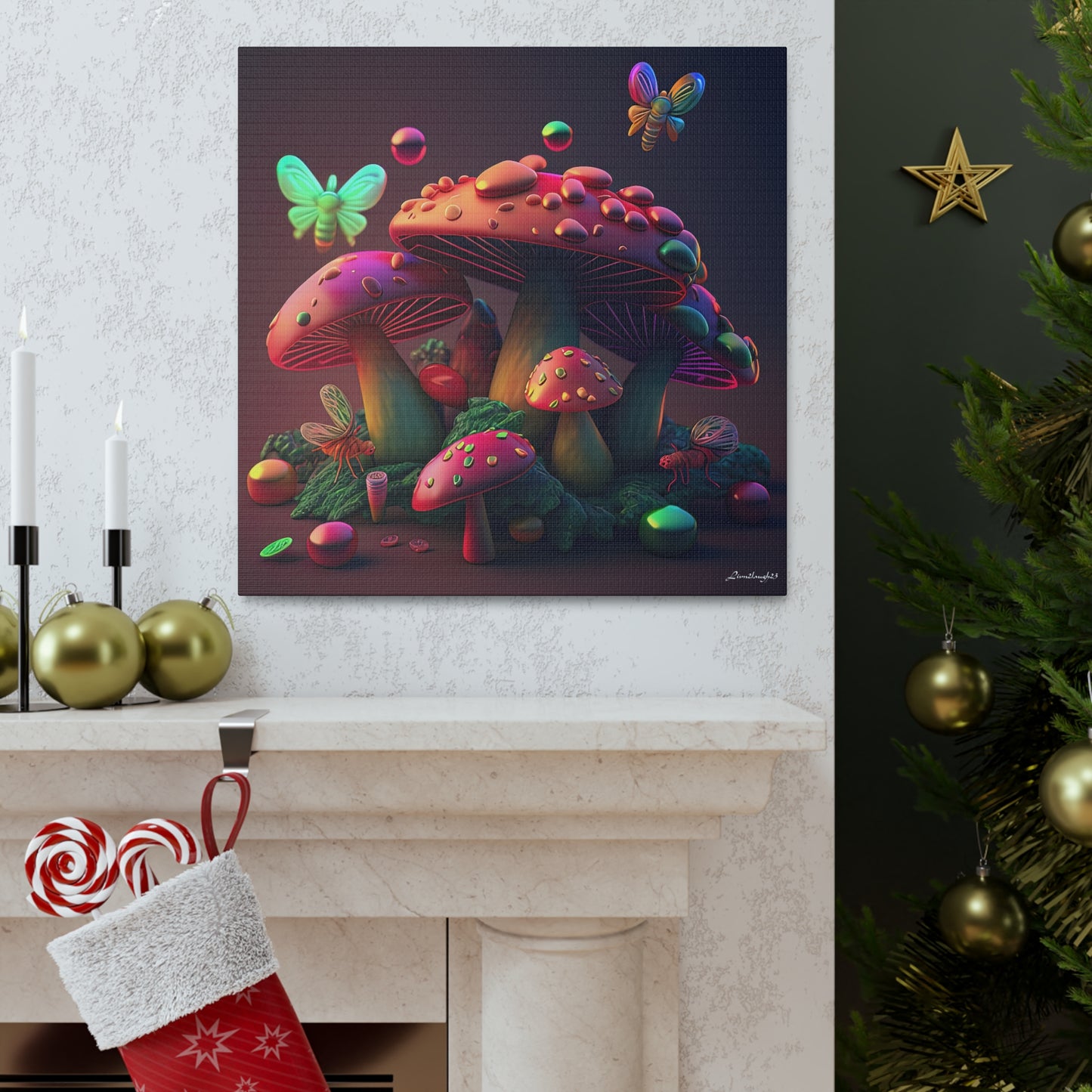 Beautiful Mushroom Luminating Colorful Bliss 8 Canvas Gallery Wraps