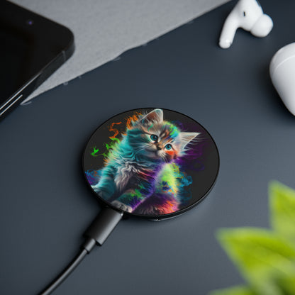 Bold And Beautiful Tie Dye Sassy Furry Cat 5 Magnetic Induction Charger