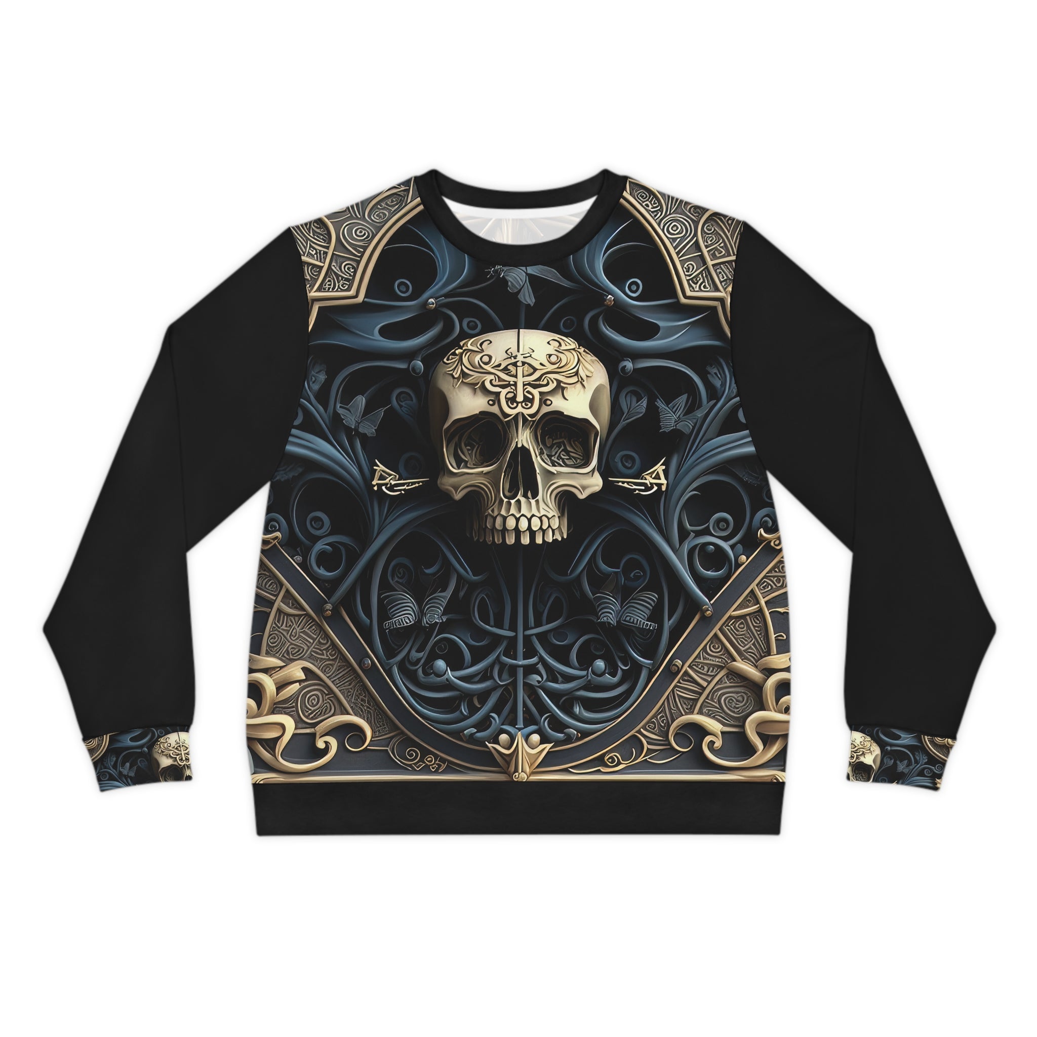 Metallic Chrome Skull and classic Designed Background Style 5 Lightweight Sweatshirt (AOP)