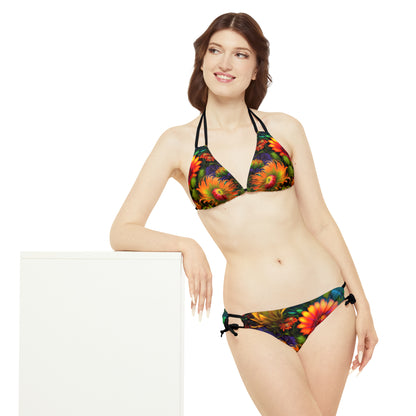 Bold And Beautiful Flowers Style One Strappy Bikini Set (AOP)