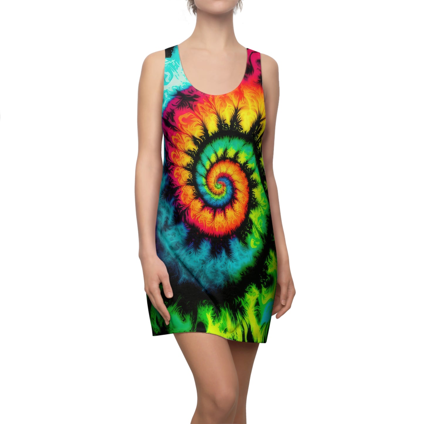 Bold And Beautiful Tie Dye Style Three B, Women's Cut & Sew Racerback Dress (AOP)