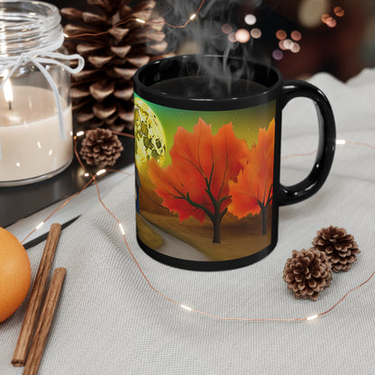 Ready For Fall Amazing Moon And Cat 11oz Black Mug