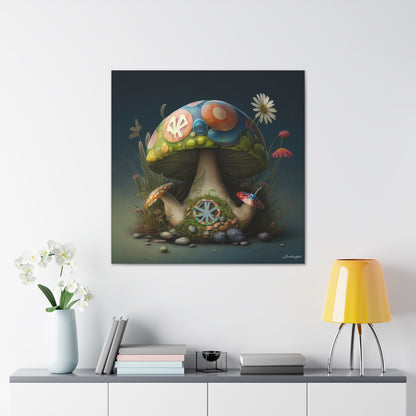 Beautiful Three Mushroom Colorful Uniquely Detailed 2 Canvas Gallery Wraps