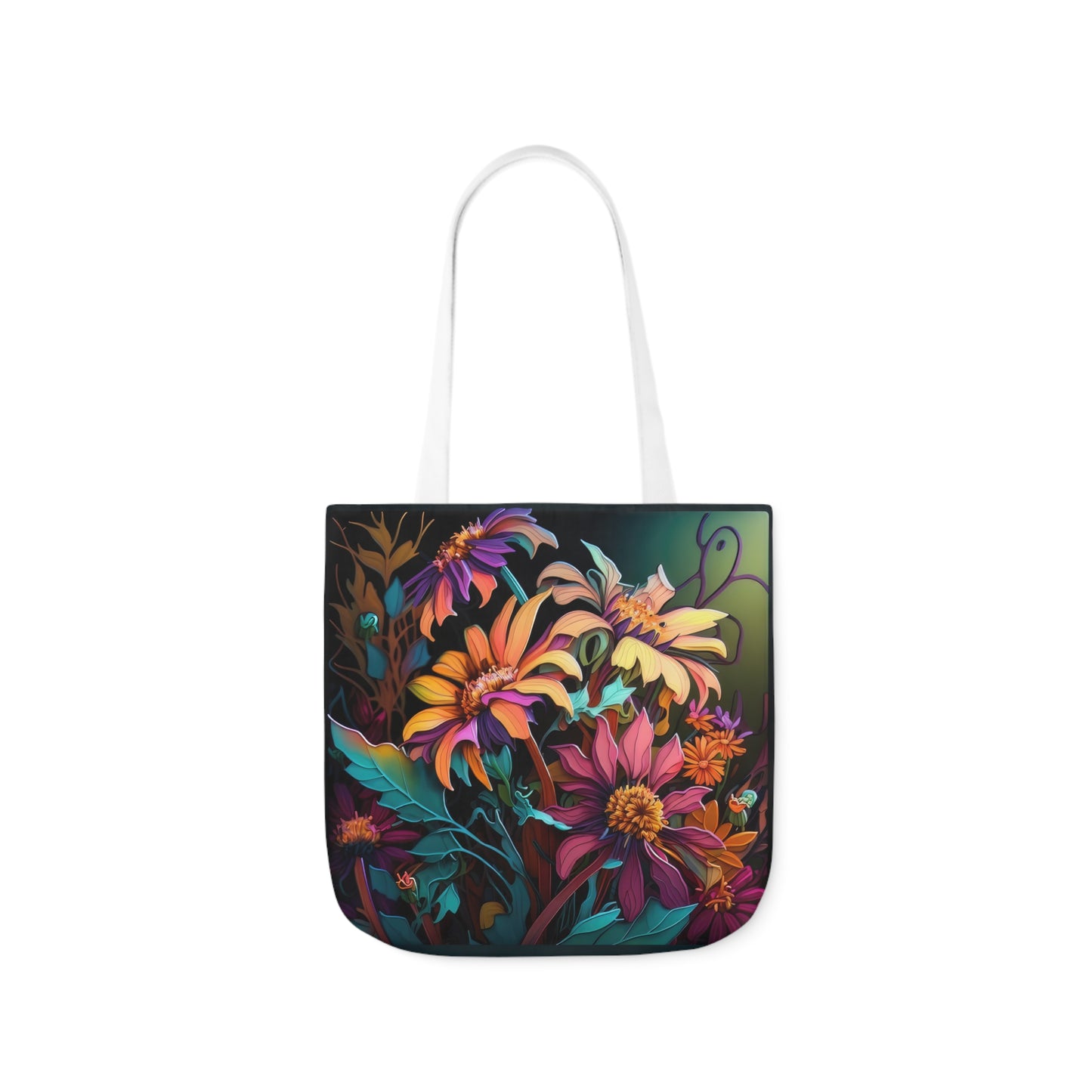 Bold And Beautiful Flowers Style Three Polyester Canvas Tote Bag (AOP)