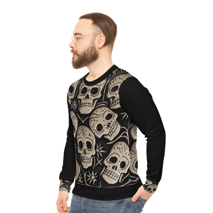 Metallic Chrome Silver Skulls and classic Designed Background Style 14 Lightweight Sweatshirt (AOP)