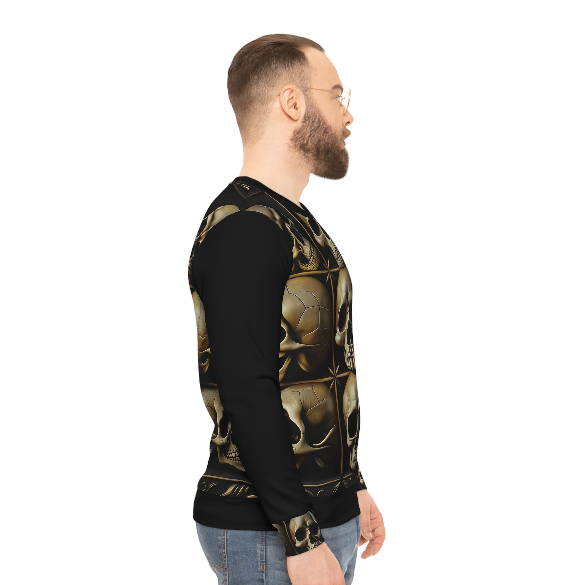 Metallic Chrome Skulls and classic Designed Background Style 17 Lightweight Sweatshirt (AOP)