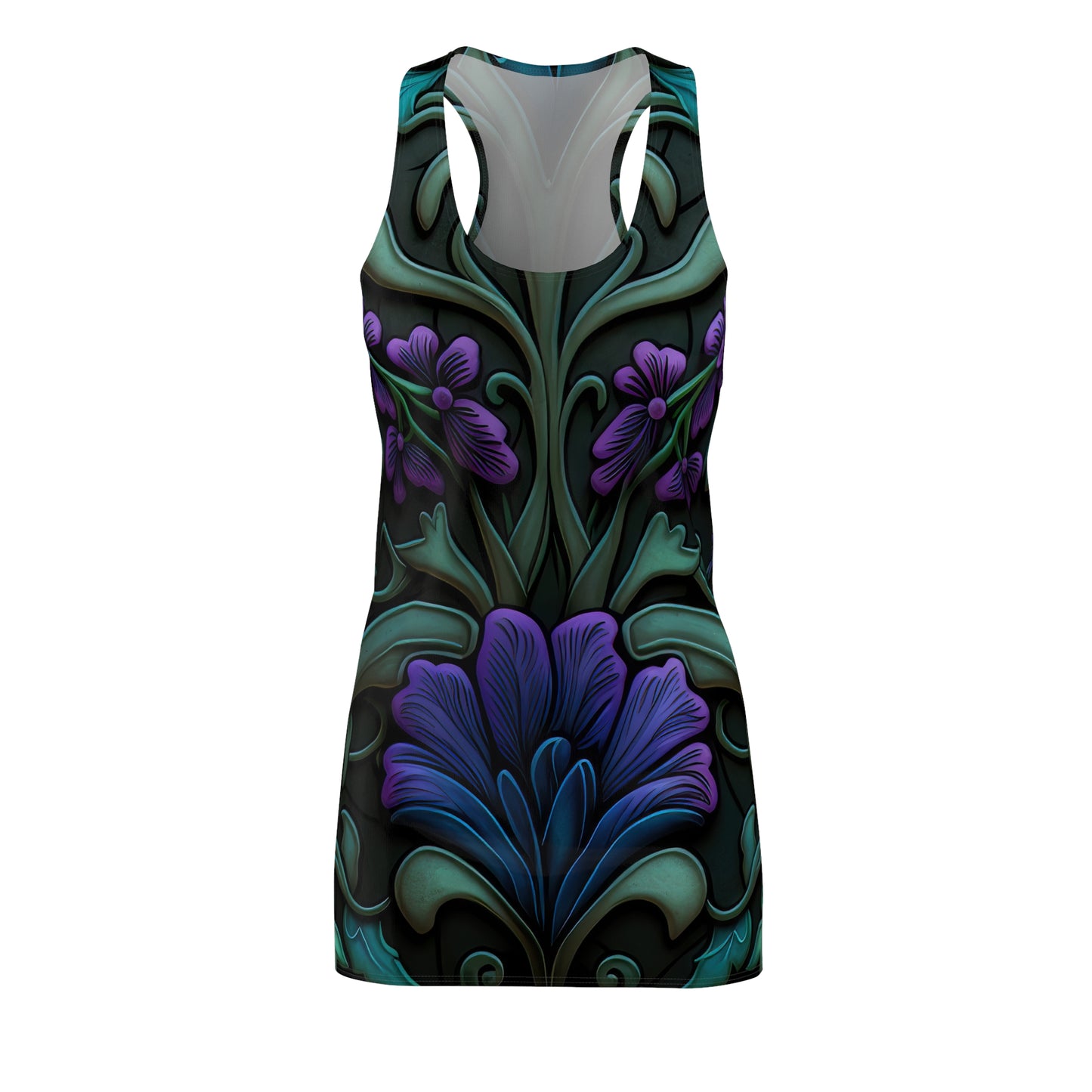 Gothic Bold & Beautiful flower floral Style 3 Women's Cut & Sew Racerback Dress (AOP)