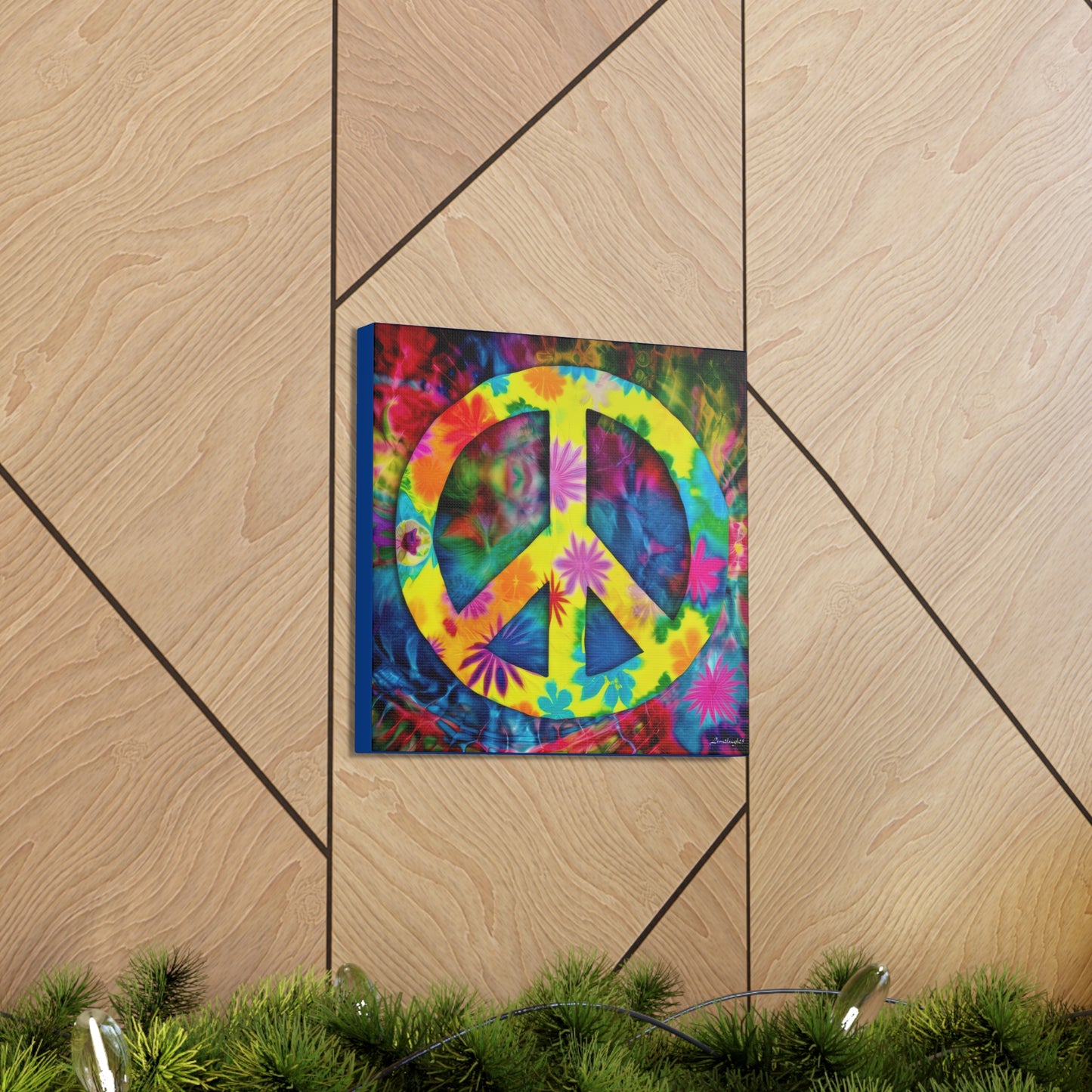 Coolio Tie Dye Hippie Peace Sign 3 Canvas Gallery Wraps