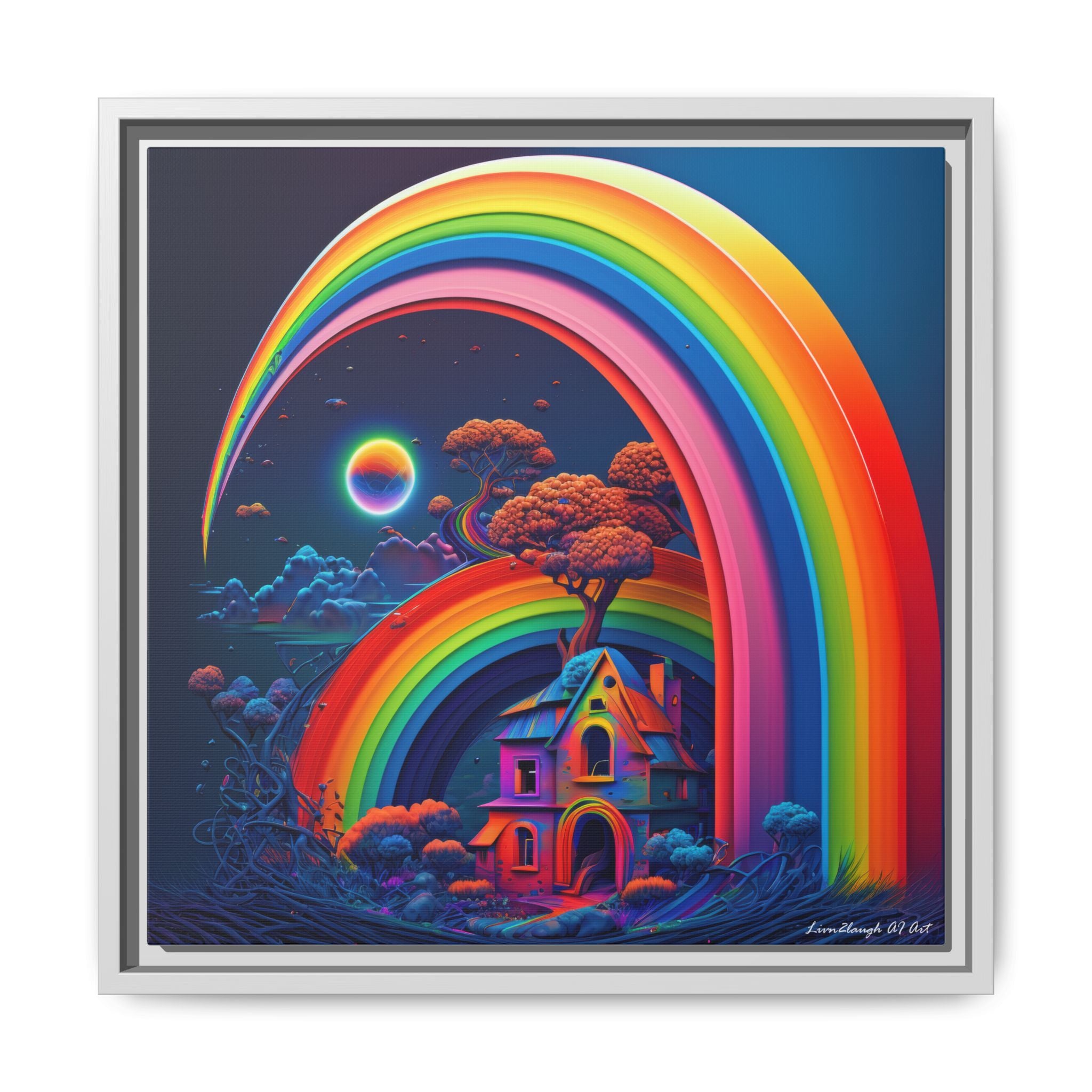 Home Beneath the Rainbow, Art Print — Colorful Modern Wall Canvas