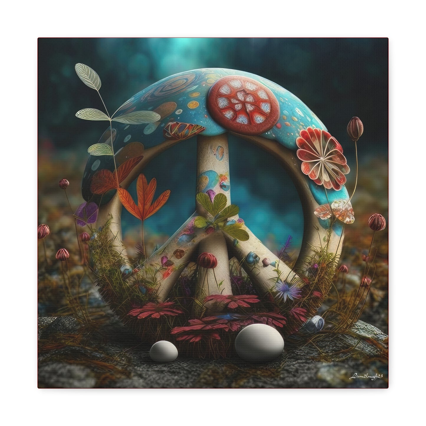 Beautiful Forest Round Peace Sign 8 Canvas Gallery Wraps