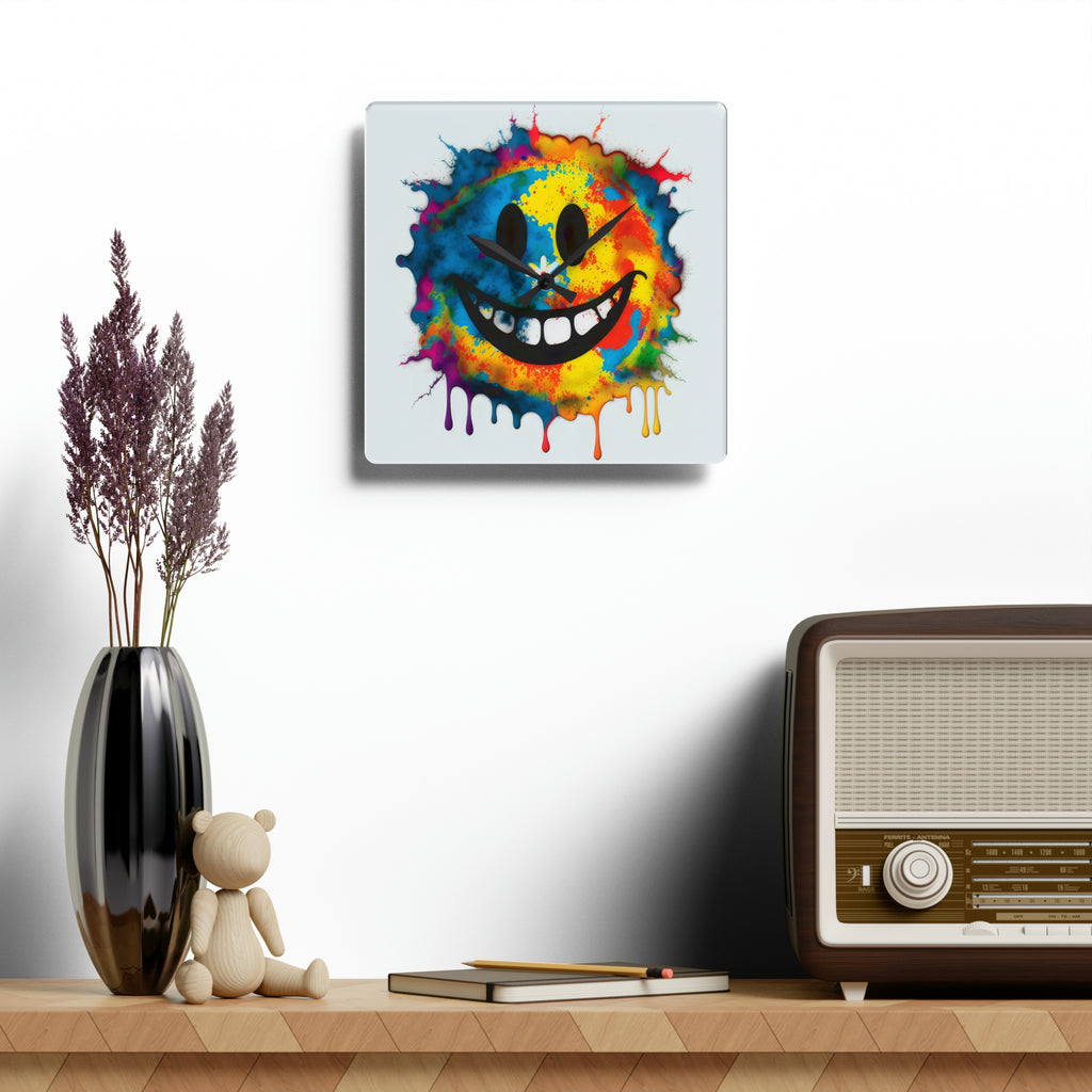 Happy Tie Dye Face Style 3 Wall Clock