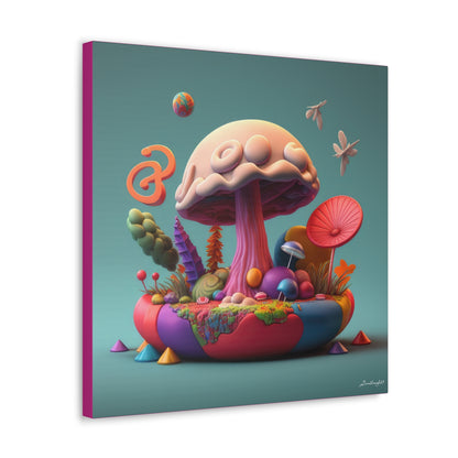 Gummy-Candy Style Mushroom Fun Bliss Cute Flowers Canvas Gallery Wraps