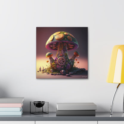 Beautiful Three Mushroom Colorful Uniquely Detailed Canvas Gallery Wraps