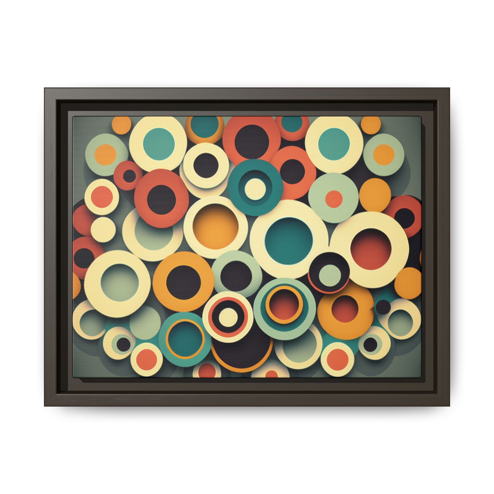 Gathered Circles, Matte Canvas, Framed (Multi-color)