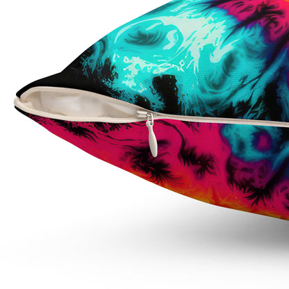 Bold And Beautiful Tie Dye Style Three Spun Polyester Square Pillow