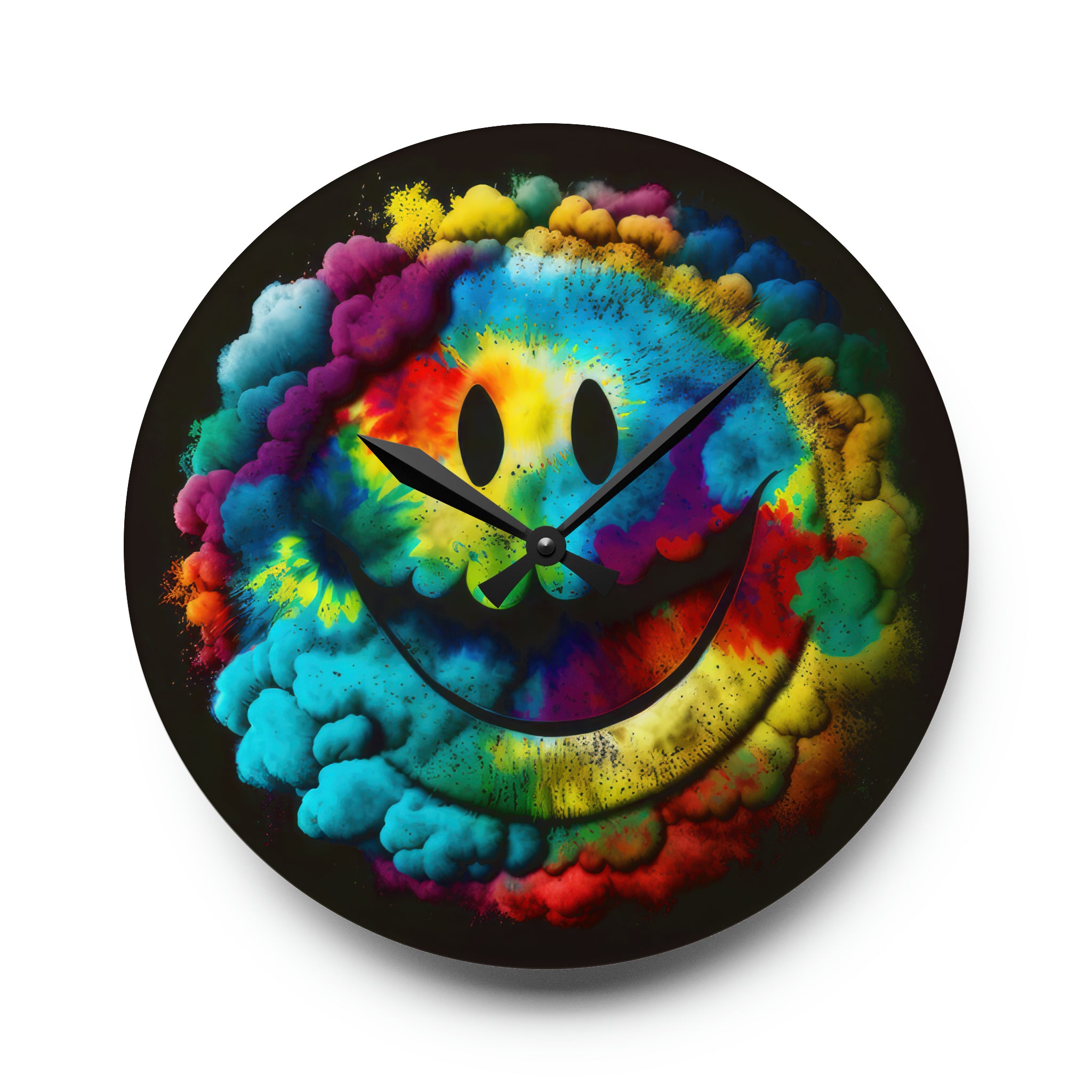 Happy Tie Dye Face Style 4 Wall Clock