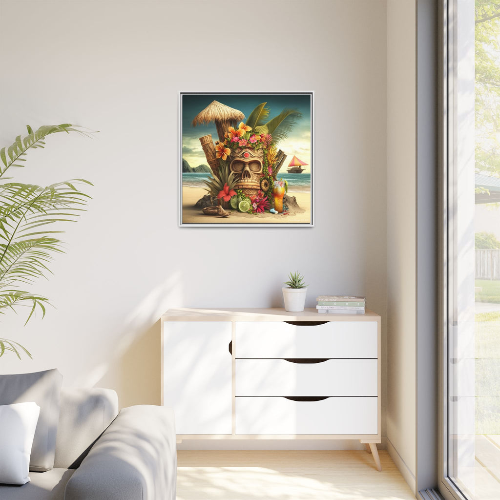 Tiki Dreams by the Shore, Art Print — Colorful Modern Wall Canvas