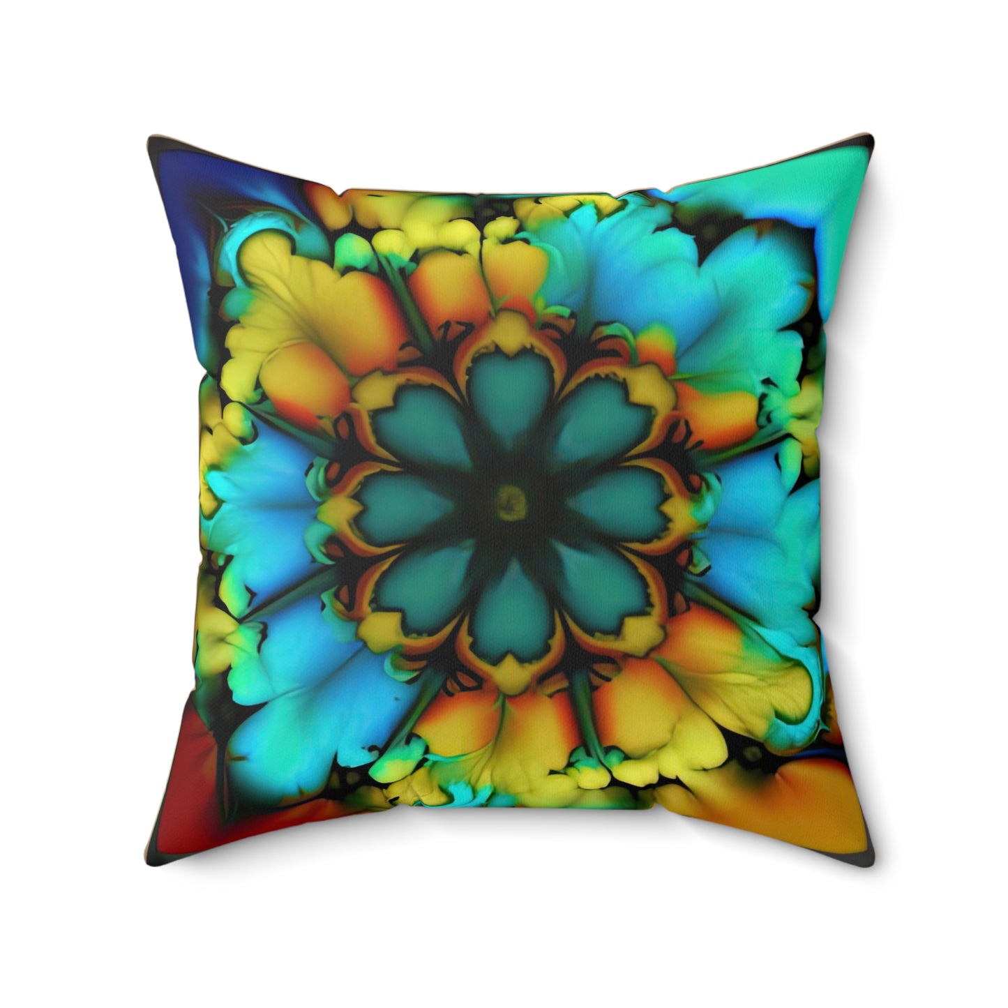 Bold And Beautiful Tie Dye B 3 Blue Yellow Spun Polyester Square Pillow