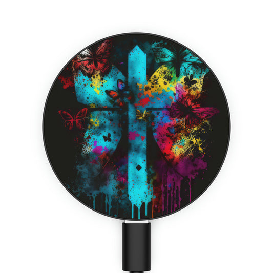 Bold And Beautiful Tie Dye Cross Style 3 Magnetic Induction Charger