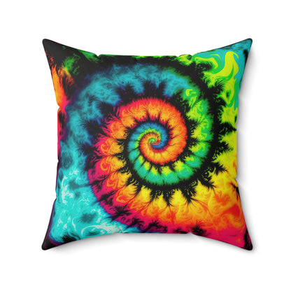 Bold And Beautiful Tie Dye Style Three Spun Polyester Square Pillow