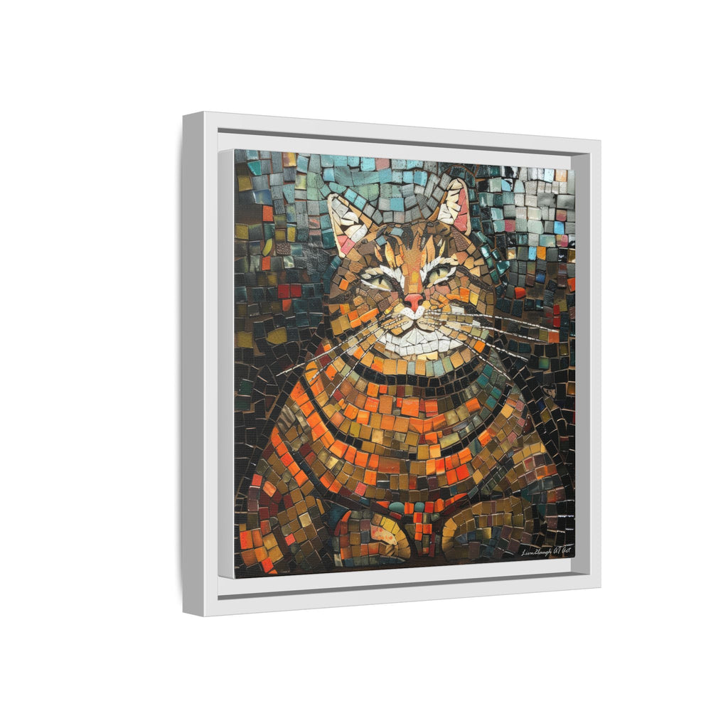 Mosaic Majesty: The Regal Cat, Framed Mosaic Cat Art Print — Colorful Modern Wall Canvas