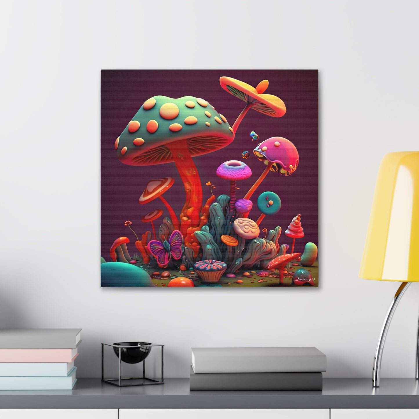 Beautiful Mushroom Luminating Colorful Bliss 2 Canvas Gallery Wraps