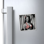 Retro Tattooed Pinup Blue, Red And White Star Magnet Style Nine