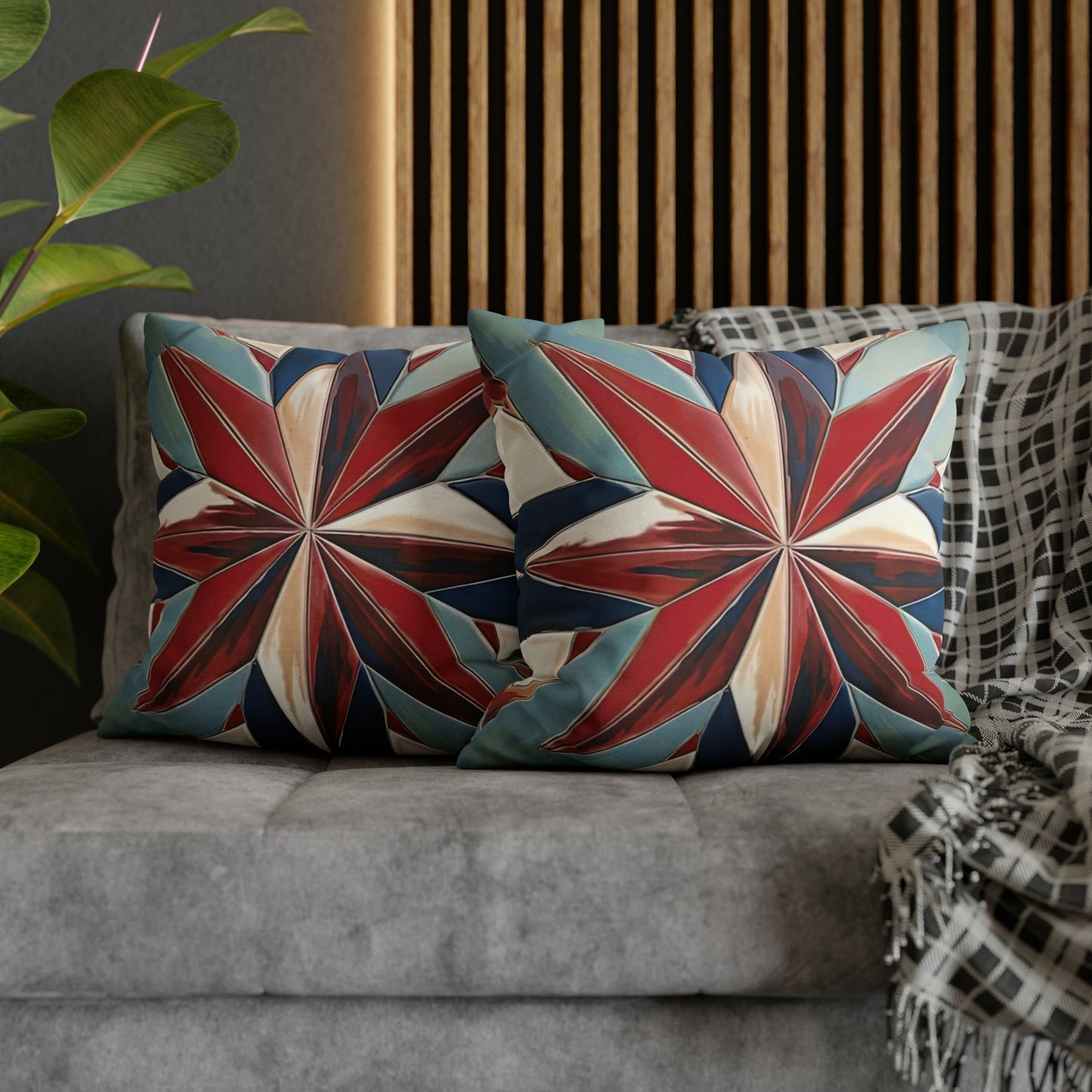 Beautiful Stars Abstract Star Style Red, White, And Blue Spun Polyester Square Pillow Case