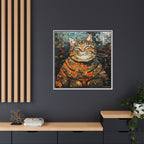 Mosaic Majesty: The Regal Cat, Framed Mosaic Cat Art Print — Colorful Modern Wall Canvas
