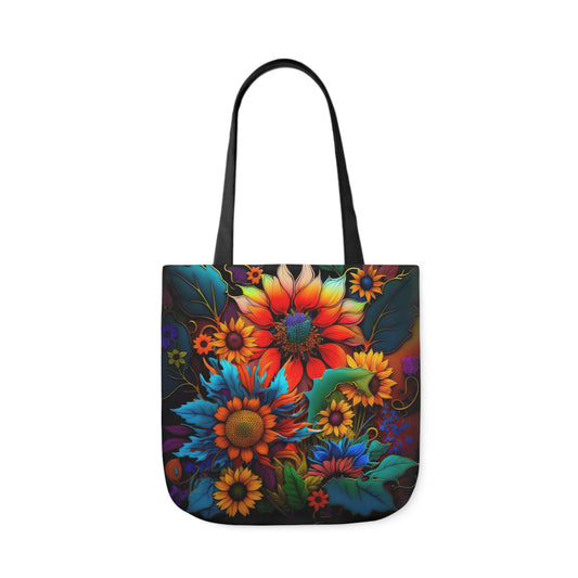 Bold And Beautiful Colorful Flowers Style Two Polyester Canvas Tote Bag (AOP)