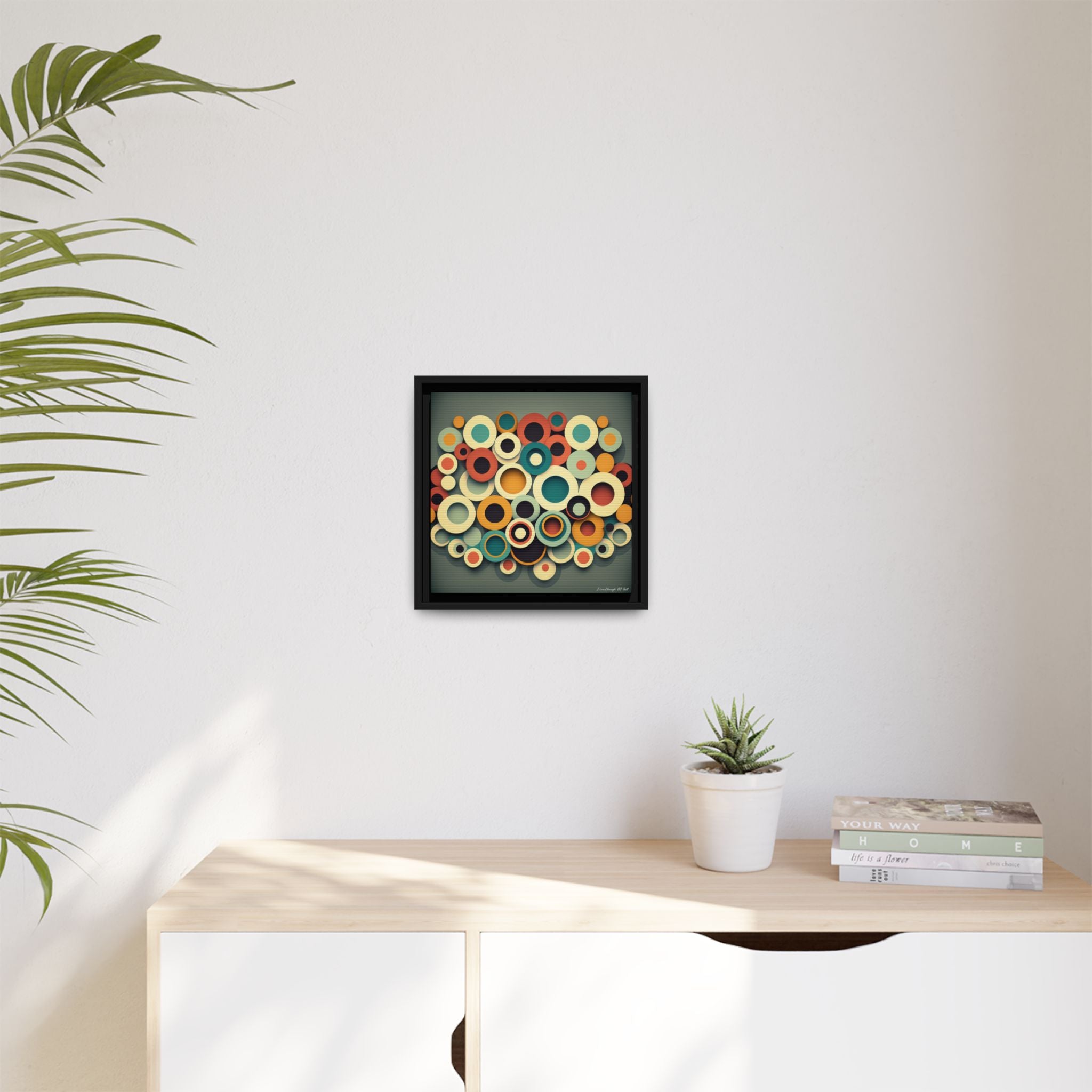 Gathered Circles, Matte Canvas, Framed (Multi-color)