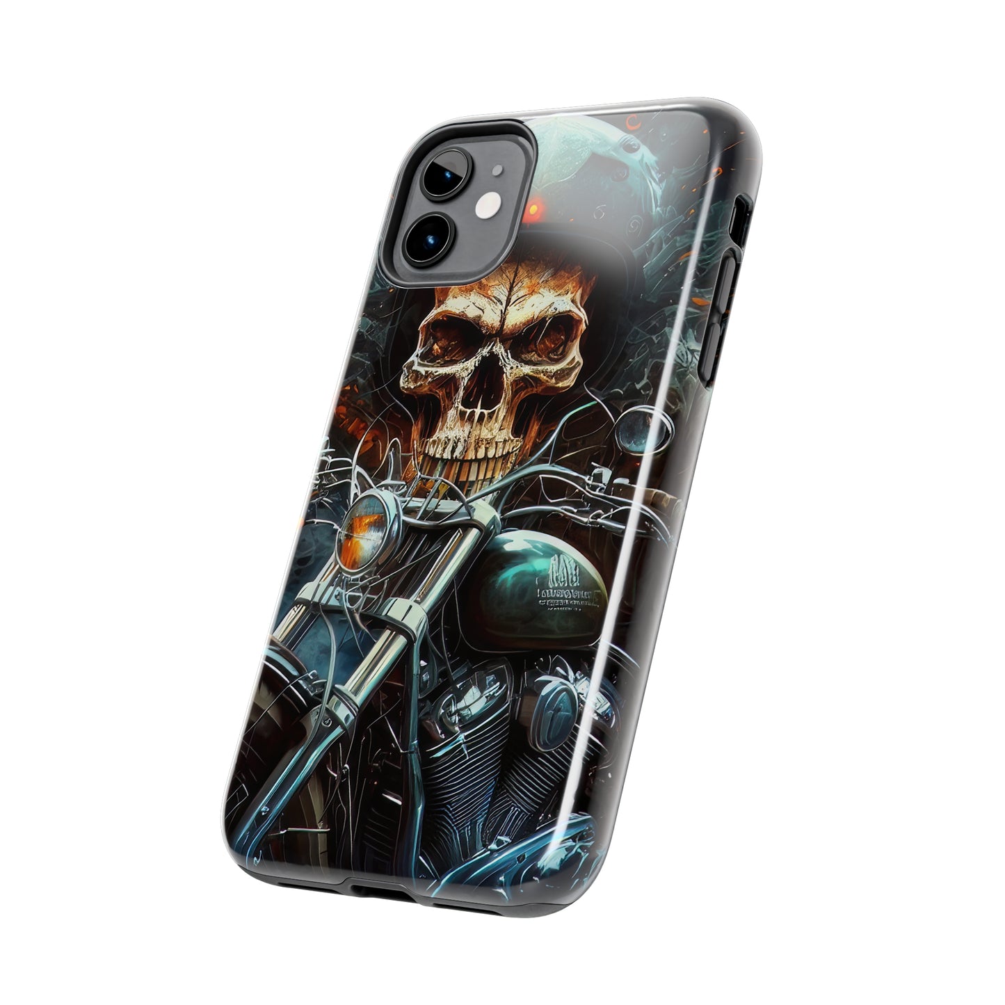 Skull Motorcycle Rider, Ready to Tear Up Road On Beautiful Bike 9 Tough Phone Cases