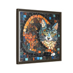 "Bold Mosaic Cat", Framed Mosaic Cat Art Print — Colorful Modern Wall Canvas