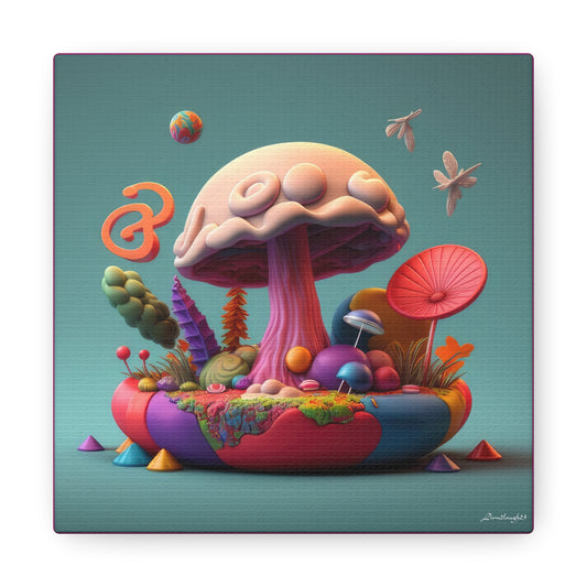 Gummy-Candy Style Mushroom Fun Bliss Cute Flowers Canvas Gallery Wraps