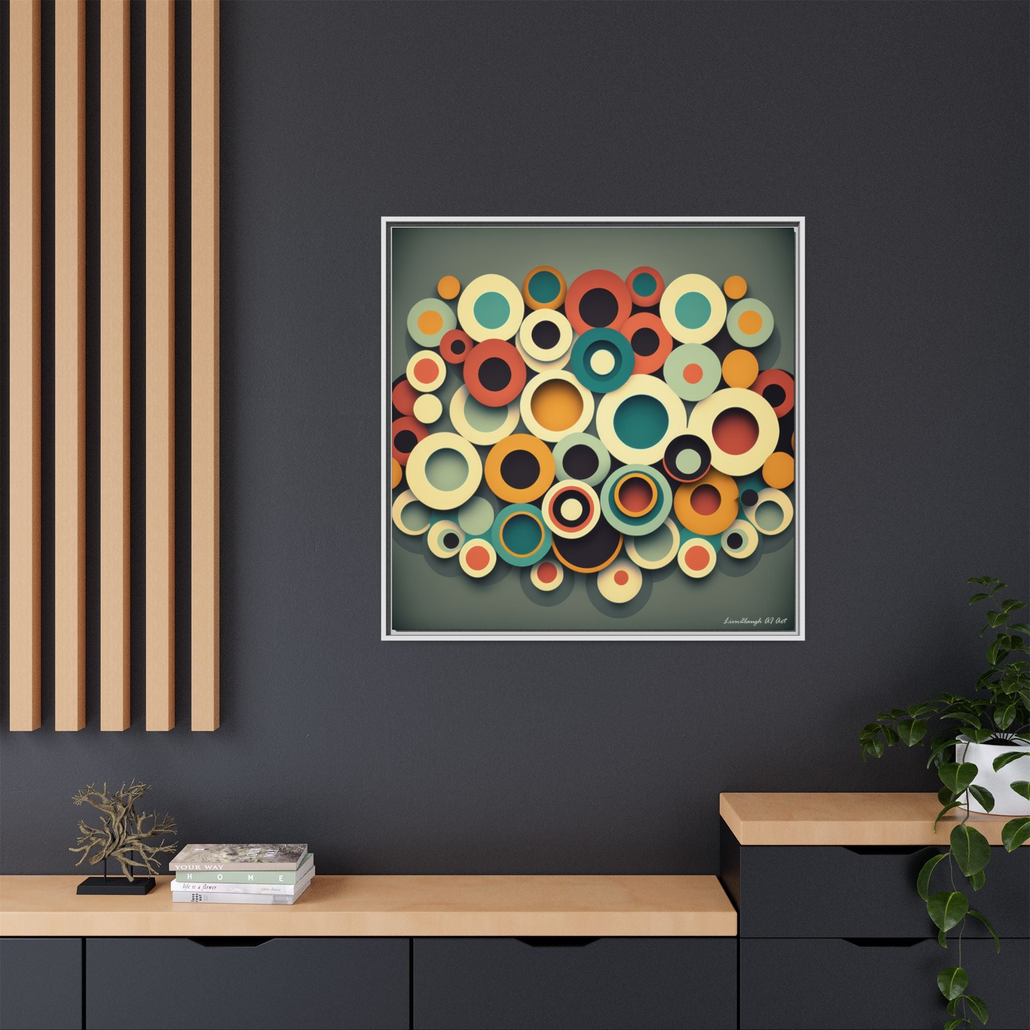 Gathered Circles, Matte Canvas, Framed (Multi-color)