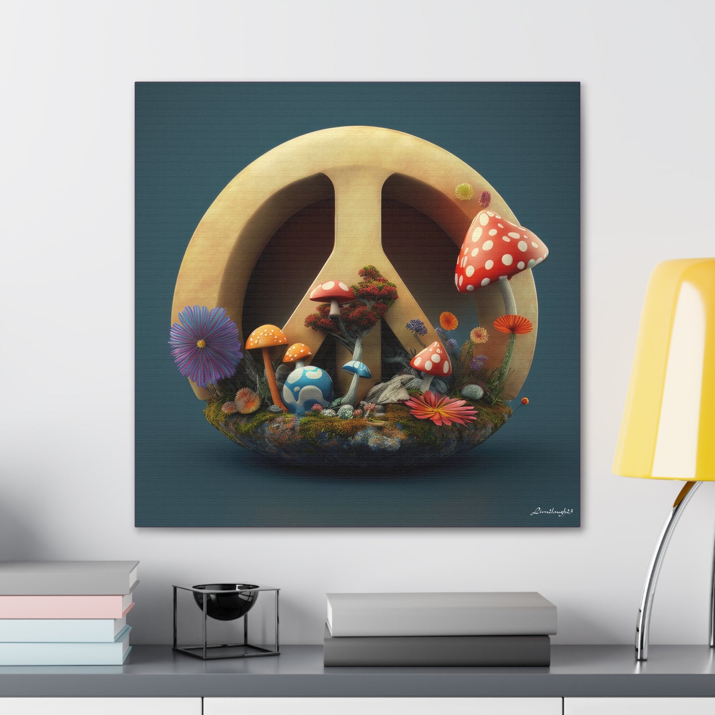 Beautiful Forest Round Peace Sign 3 Canvas Gallery Wraps