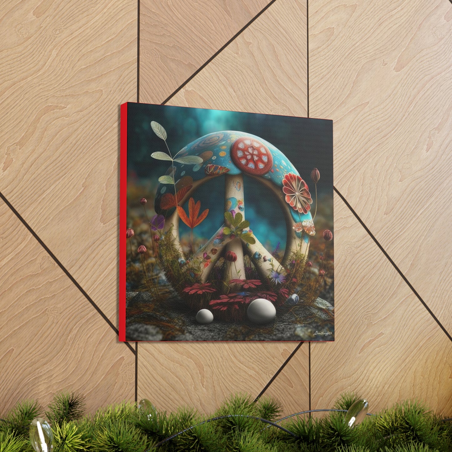 Beautiful Forest Round Peace Sign 8 Canvas Gallery Wraps