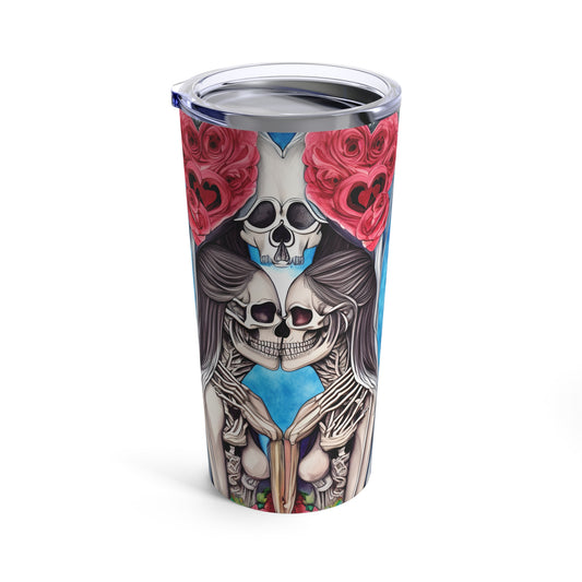 Love Shows No Time Boundaries Skulls, Image By Loewenkind Creations Tumbler 20oz