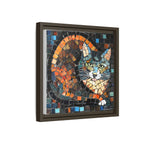 "Bold Mosaic Cat", Framed Mosaic Cat Art Print — Colorful Modern Wall Canvas