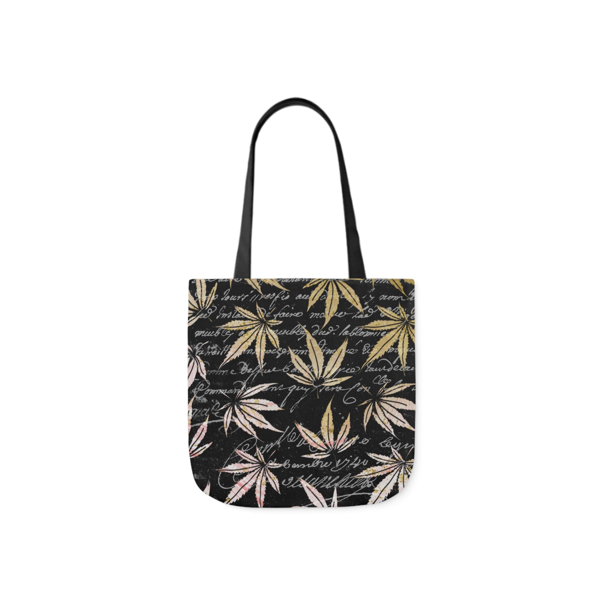 Gold And Black 420 Weed Marijuana Leaf Polyester Canvas Tote Bag (AOP)