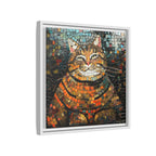 Mosaic Majesty: The Regal Cat, Framed Mosaic Cat Art Print — Colorful Modern Wall Canvas
