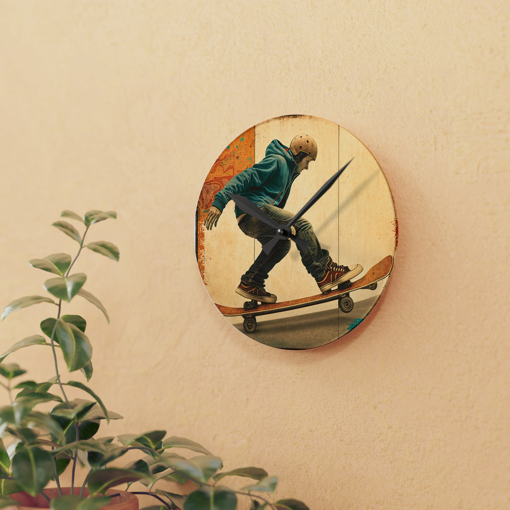 Skateboarding Anytime Style 1 Wall Clock