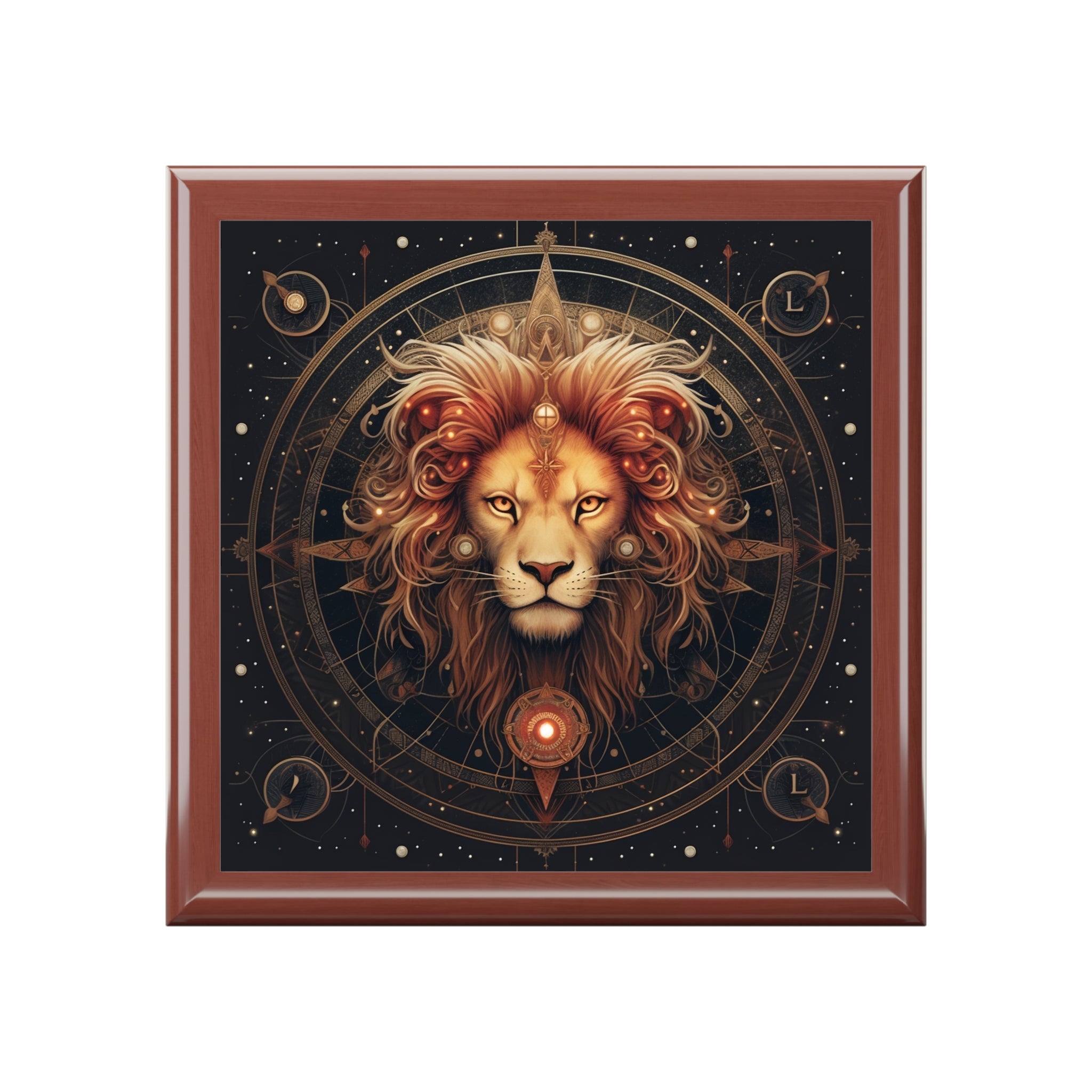 Leo Lion Black Background Jewelry Box