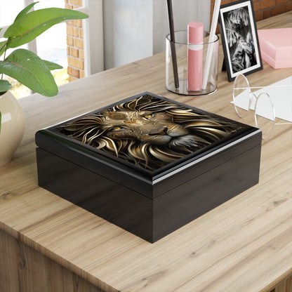 Lion Of The Jungle, Black or Brown Jewelry Box