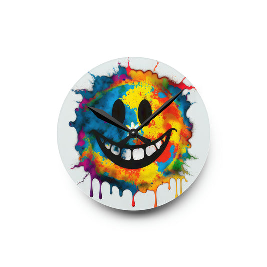 Happy Tie Dye Face Style 3 Wall Clock