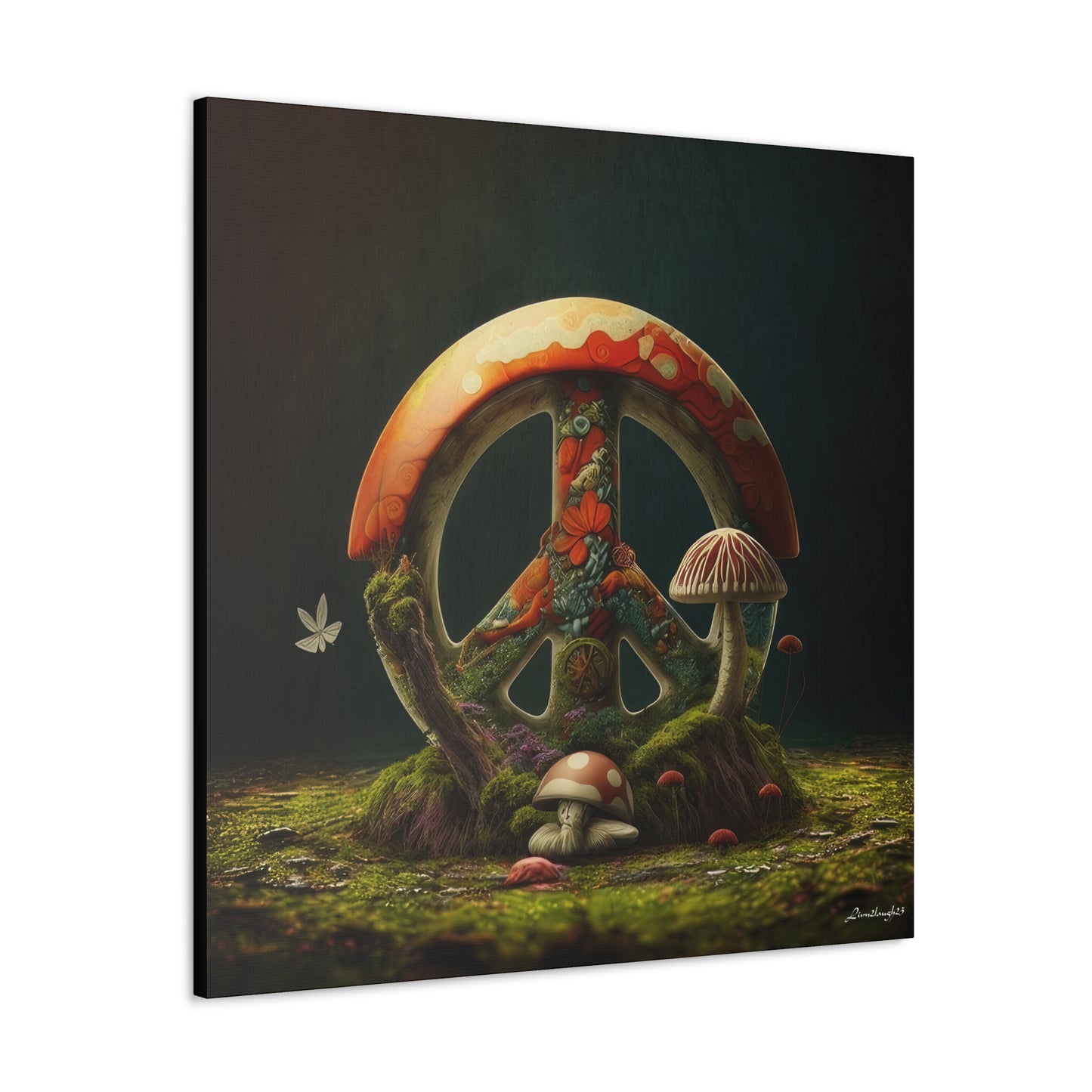 Beautiful Forest Round Peace Sign 6 Canvas Gallery Wraps