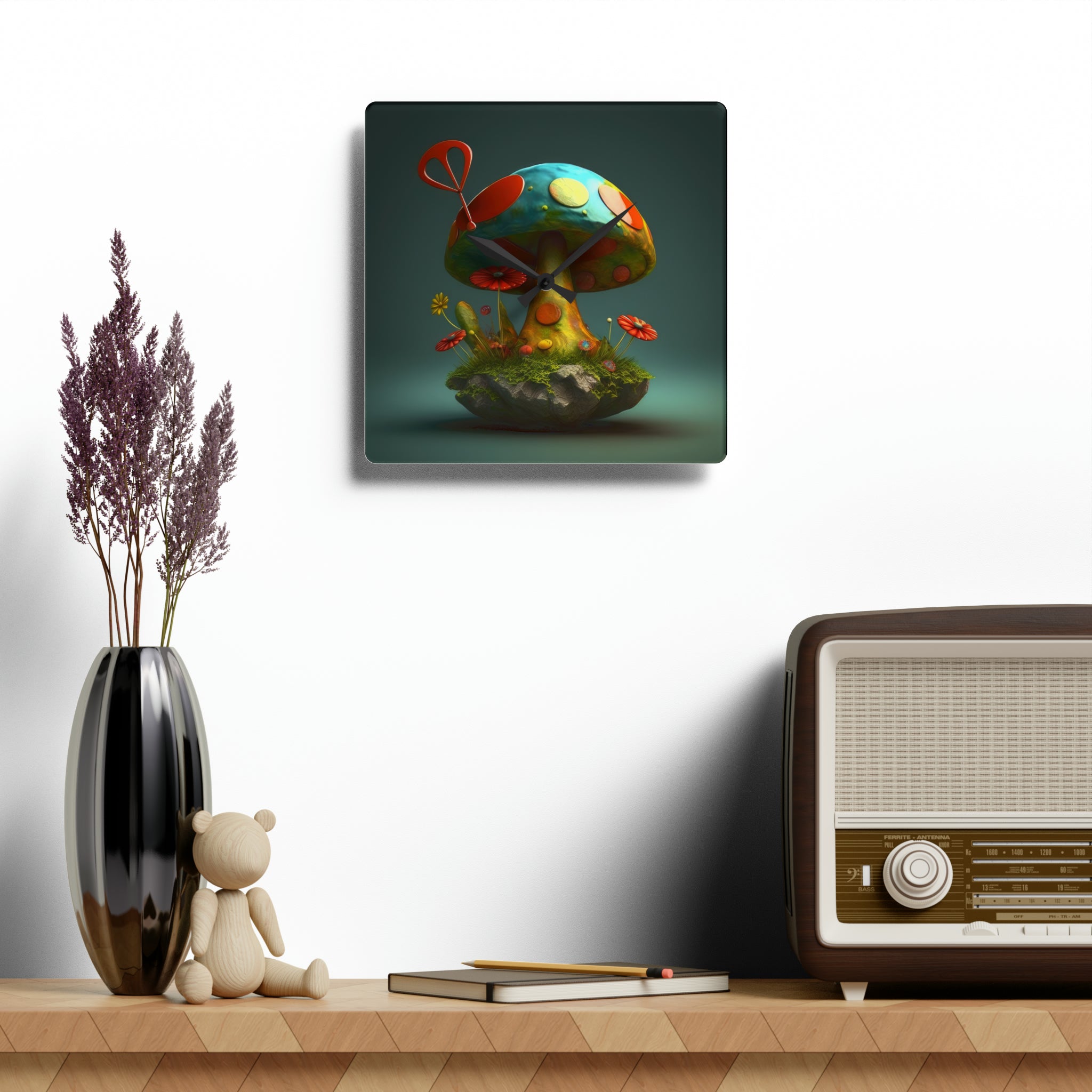 Hippie Mushroom Color Candy Style Design Style 3 Acrylic Wall Clock