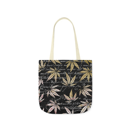 Gold And Black 420 Weed Marijuana Leaf Polyester Canvas Tote Bag (AOP)