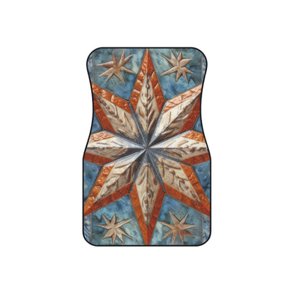 Beautiful Stars Abstract Star Style Orange, White And Blue Car Mats (Set of 4)